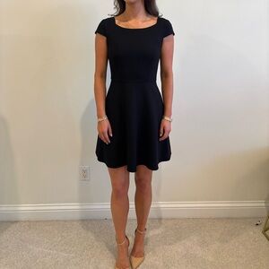 French Connection Black Cap Sleeve Mini Dress